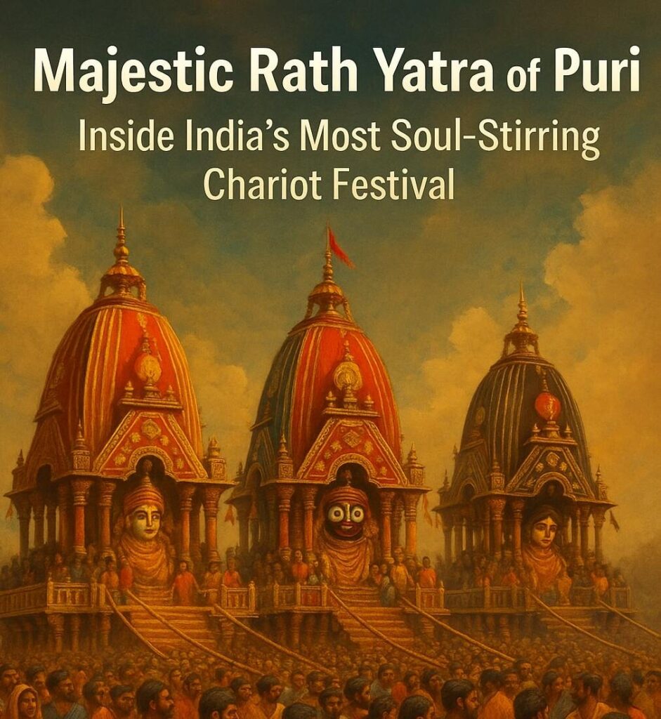 Devotees pulling the giant chariots during Rath Yatra of Puri, Odisha